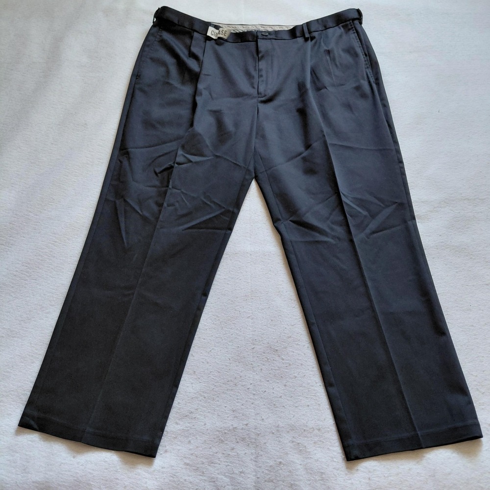 Haggar Mens Iron Free Premium Khaki Pants 44x30 Charcoal Gray Classic Fit Work